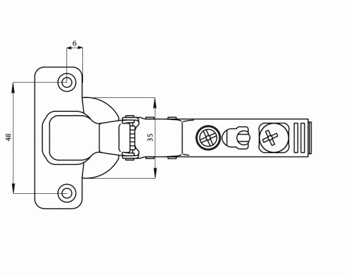 Петля для накладных дверей Firmax Click-on без доводчика, угол открывания 100°, 48мм 1 шт. Петля для накладных дверей Firmax Click-on без доводчика, угол открывания 100°, 48мм 1 шт.