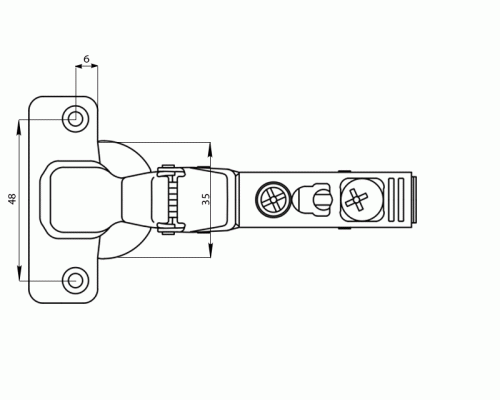 Петля для вкладных дверей Firmax Click-on Soft-Close, угол открывания 100°, 48мм 1 шт. Петля для вкладных дверей Firmax Click-on Soft-Close, угол открывания 100°, 48мм 1 шт.