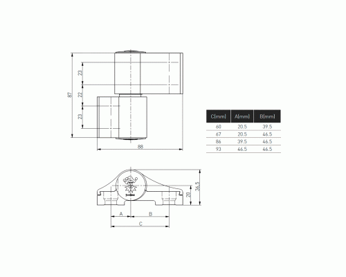 Петля JOCKER ALU 2SK 2-х секционная, межосевое 67, белая RAL9016 1 шт. Петля JOCKER ALU 2SK 2-х секционная, межосевое 67, белая RAL9016 1 шт.