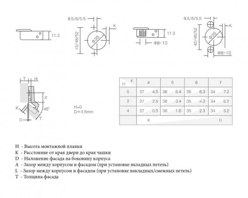 Петля для угловых дверей 45° Firmax Smartline, Clip On, Soft-Close, 48мм, 35 мм чашка 1 шт. Петля для угловых дверей 45° Firmax Smartline, Clip On, Soft-Close, 48мм, 35 мм чашка 1 шт.