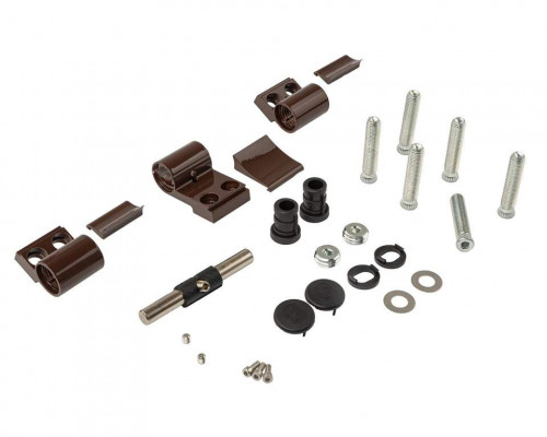 Петля двер. втулочн. ELEMENTIS, 3-х секционная, м/о 63, креп. на тепл. профиль, корич. RAL8017