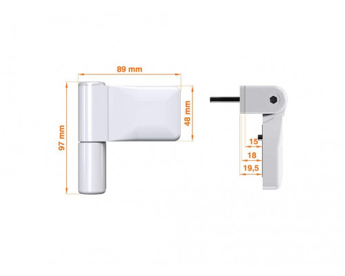 Петля дверная ELEMENTIS серия IQ Mini 16-19 мм, Белый RAL9016 1 ком. Петля дверная ELEMENTIS серия IQ Mini 16-19 мм, Белый RAL9016 1 ком.
