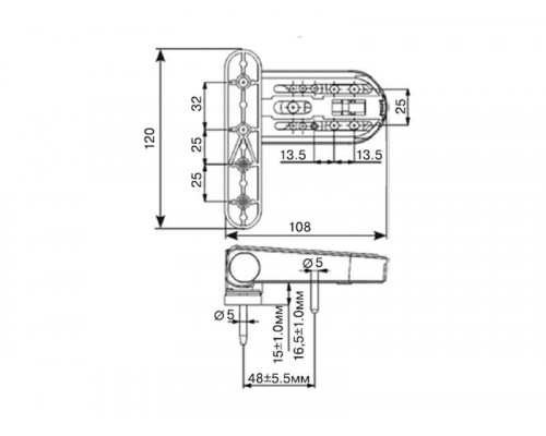 Петля дверная Elementis 16,5-19/108-48 Белый RAL9016 1 шт.