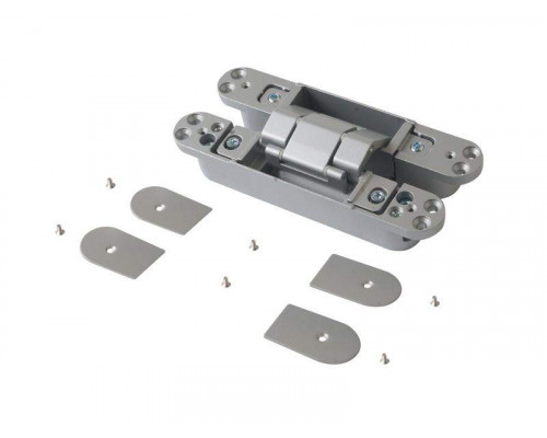 Петля скрытая, 3D, универсальная, 190x31 мм, 120 кг, цамак/алюминий, серебро матовое