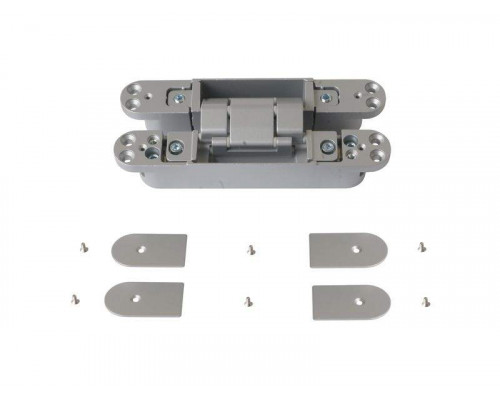 Петля скрытая, 3D, универсальная, 190x31 мм, 120 кг, цамак/алюминий, серебро матовое