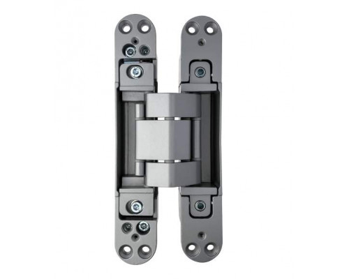 Петля скрытая, 3D, универсальная, 190x31 мм, 120 кг, цамак/алюминий, серебро матовое