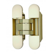 Петля скрытая ELEMENTIS, универсальная, 3D, 120x30 мм, 80 кг, цамак, золото матовое, с 4 пласт. колпачками