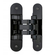 Петля скрытая для компланарных дверей, универсальная, 3D, 130x32/25 мм, 60 кг, цамак и алюминий, с 4 накладками и 4 винтами для крепления накладок, черный матовый 1 шт.