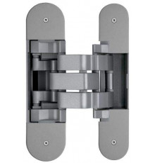 Петля скрытая для компланарных дверей, универсальная, 3D, 130x32/25 мм, 60 кг, цамак и алюминий, с 4 накладками и 4 винтами для крепления накладок, никель матовый 1 шт.