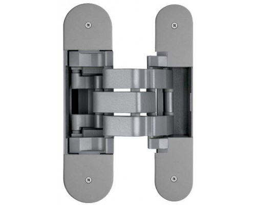 Петля скрытая для компланарных дверей, универсальная, 3D, 130x32/25 мм, 60 кг, цамак и алюминий, с 4 накладками и 4 винтами для крепления накладок, никель матовый 1 шт.