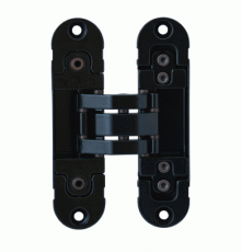 Петля скрытая, универсальная, 3D, 120x30 мм, 80 кг, цамак/алюминий, черный матовый