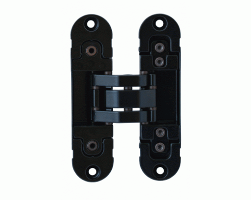 Петля скрытая, универсальная, 3D, 120x30 мм, 80 кг, цамак/алюминий, черный матовый