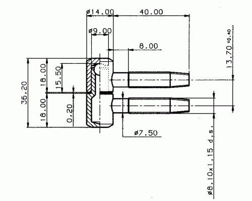 Петля ввертная, 2-штыревая, рамная часть, диаметр 14 мм, сталь, оцинкованный 1 шт.