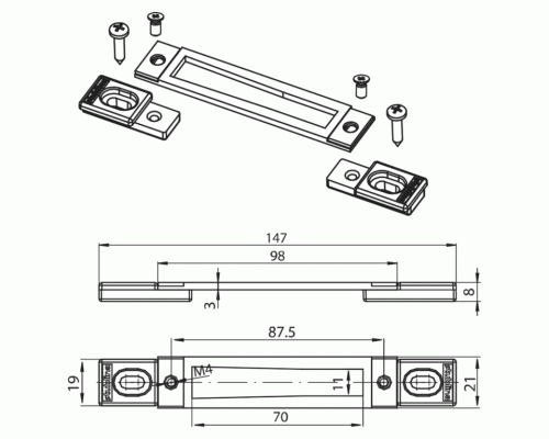 Планка ответная под доп. запоры многозапорного замка 1 шт.