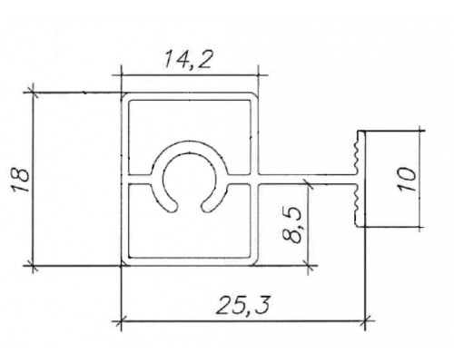 Планка средняя под крепеж Classic Slim, алюминий, L=5800 мм, черный муар. 1 шт.