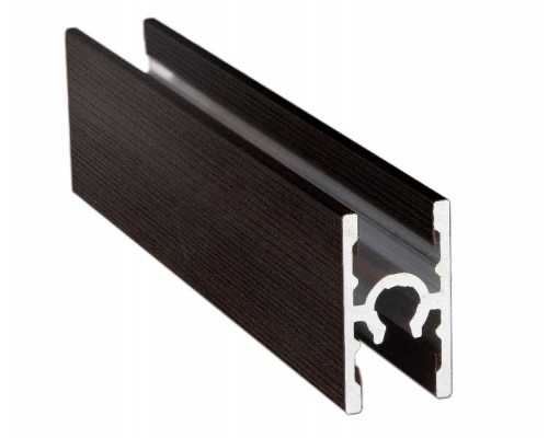 Планка средняя под крепеж, алюминий в ПВХ, L=5900 мм, венге темный с тиснением. 1 шт.