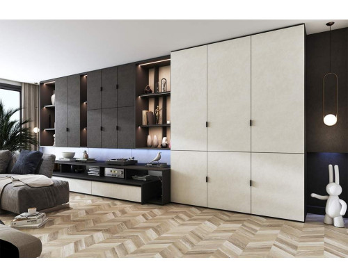 Плита МДФ AGT 3P 1220*18*2800 мм, двусторонняя, с тиснением, кроко крем 3064, горизонт.