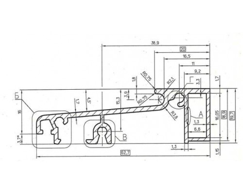 Порог алюминиевый, холодный, (62х20 мм), (6м), универсальная система