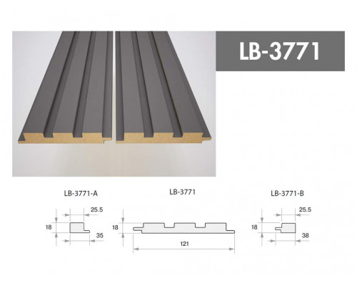 Профиль МДФ AGT LB-3771-A 18*35*2800 мм, супермат серый шторм 726 1 шт. Профиль МДФ AGT LB-3771-A 18*35*2800 мм, супермат серый шторм 726 1 шт.