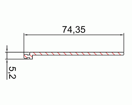 Профиль крышки для зоны прохода TST 1000 мм, неокрашенный, 25505508120