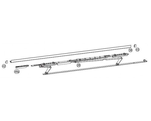 Ножницы+направляющая на створке Internika SP 901-1250 правый, серебро