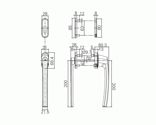 Ручка 2-х сторонняя ALV 100 M5X100 R05.3 средняя бронза