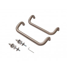 Ручка изогнутая для алюминиевых дверей ELEMENTIS, комплект с креплением, L=325, межосевое расстояние=300, D=25, матовая 1 ком.