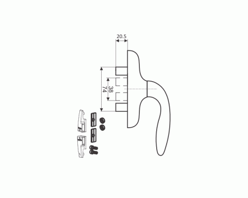 Ручка оконная 1002.00 двухзахватная, бел. RAL9016 1 шт. Ручка оконная 1002.00 двухзахватная, бел. RAL9016 1 шт.