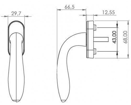 Ручка оконная Ada Acoustic, 38mm, белый (RAL9016)
