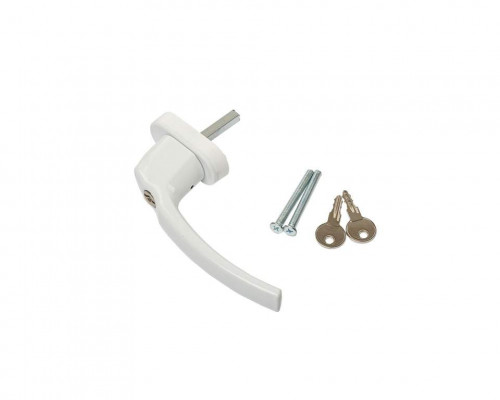 Ручка оконная Internika FILIZ с ключом-кнопкой, 38 мм, 45°, 2 винта, белый RAL9016