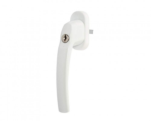 Ручка оконная Internika FILIZ с ключом-кнопкой, 38 мм, 45°, 2 винта, белый RAL9016