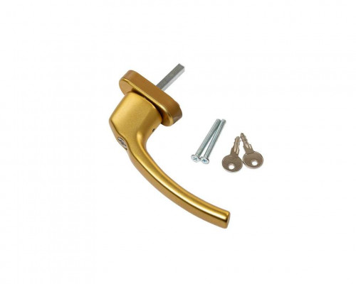 Ручка оконная Internika FILIZ с ключом-кнопкой, 38 мм, 45°, 2 винта, золото