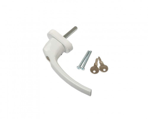 Ручка оконная Internika FILIZ с ключом-кнопкой, 45 мм, 45°, 2 винта, белый RAL9016