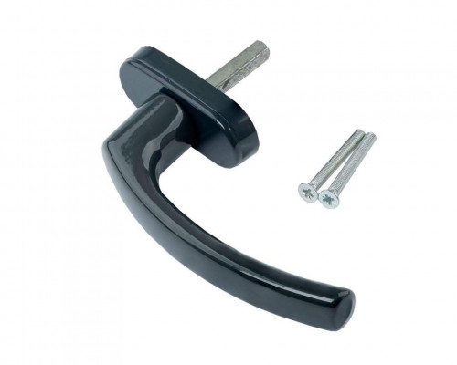 Ручка оконная Internika Tolstoy алюминиевая 37 мм (RAL 7016) антрацит, 45° + 2 винта 5х45