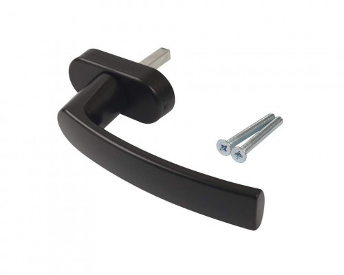 Ручка оконная Internika Venera штифт 37 мм, 45°, овальная розетка черна RAL9005, 2 винта