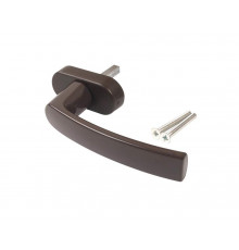 Ручка оконная Internika Venera штифт 37 мм, 45°, овальная розетка  коричневый RAL8019, 2 винта