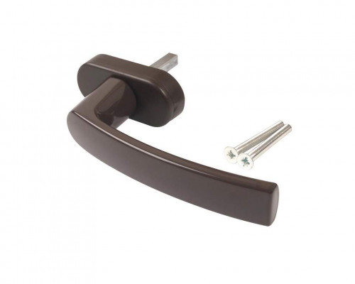 Ручка оконная Internika Venera штифт 37 мм, 45°, овальная розетка  коричневый RAL8019, 2 винта