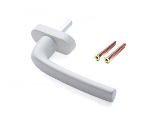 Ручка оконная Roto Samba, (арт. 787959) алюминиевая, 37 мм, 45°, +2 винта (белый R072), с логотипом Roto 1 шт.