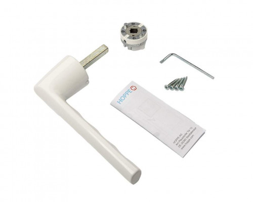 Ручка оконная алюминиевая  HOPPE Hamburg Kompakt, штифт 37 мм, 90°, без розетки, Белая