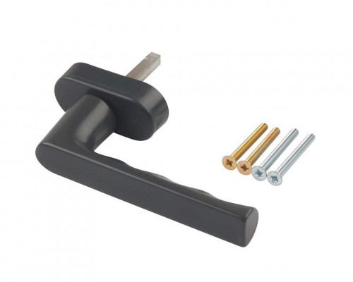 Ручка оконная алюминиевая  HOPPE Hamburg SecuForte, штифт vario fit 32-42 мм, 45°, 2 винта М5х45,  2 винта М5х50, антрацит RAL7016 1 шт.