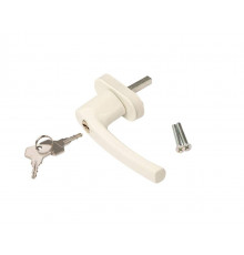 Ручка оконная алюминиевая с ключом 35 мм овальная накладка 45° + 2 винта белый 1 шт.