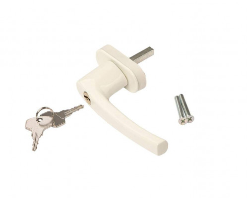 Ручка оконная алюминиевая с ключом 35 мм овальная накладка 45° + 2 винта белый 1 шт.