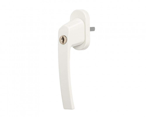 Ручка оконная алюминиевая с ключом 37 мм овальная накладка 90° + 2 винта белый RAL9016