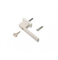 Ручка оконная с ключом Internika DUBLIN 40 мм, алюминиевая, 2 винта, белый матовый RAL9016M (45°)