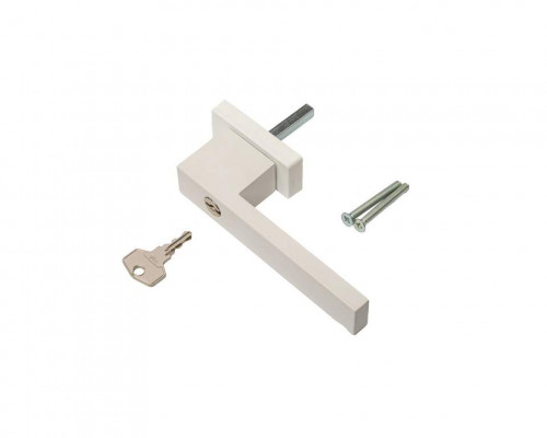 Ручка оконная с ключом Internika DUBLIN 40 мм, алюминиевая, 2 винта, белый матовый RAL9016M (45°)