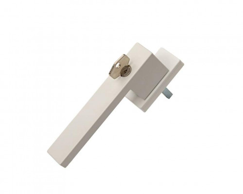 Ручка оконная с ключом Internika DUBLIN 40 мм, алюминиевая, 2 винта, белый матовый RAL9016M (45°)