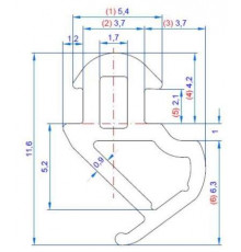 Уплотнитель совместим с профилем KBE 228 (рама, створка), EPDM, чёрный цена за 1 метр