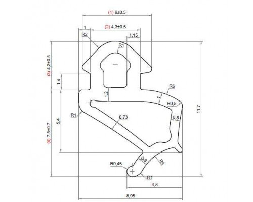 Уплотнитель совместим с профилем VEKA 254 (створка), EPDM, чёрный цена за 1 метр