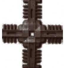 Соединение крестовое с отверстием под буфер Isabel 18мм коричневое