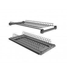 Сушка 2-х уровневая для тарелок/чашек в базу 600мм(для плиты 16мм), с рамой, с пласт. поддоном, хром